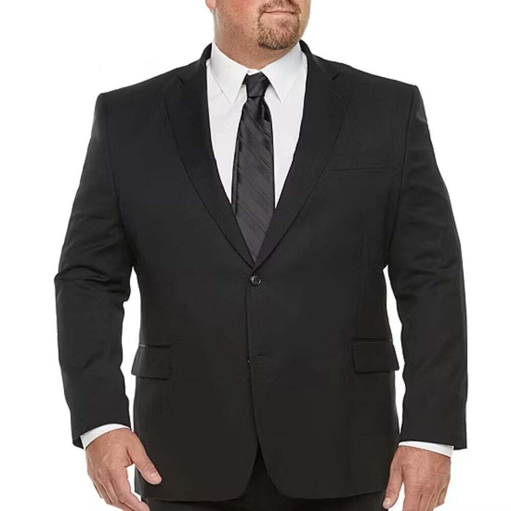 Stafford CoolMax Classic Fit Big & Tall Size 52R Black Wool Blend Suit Jacket